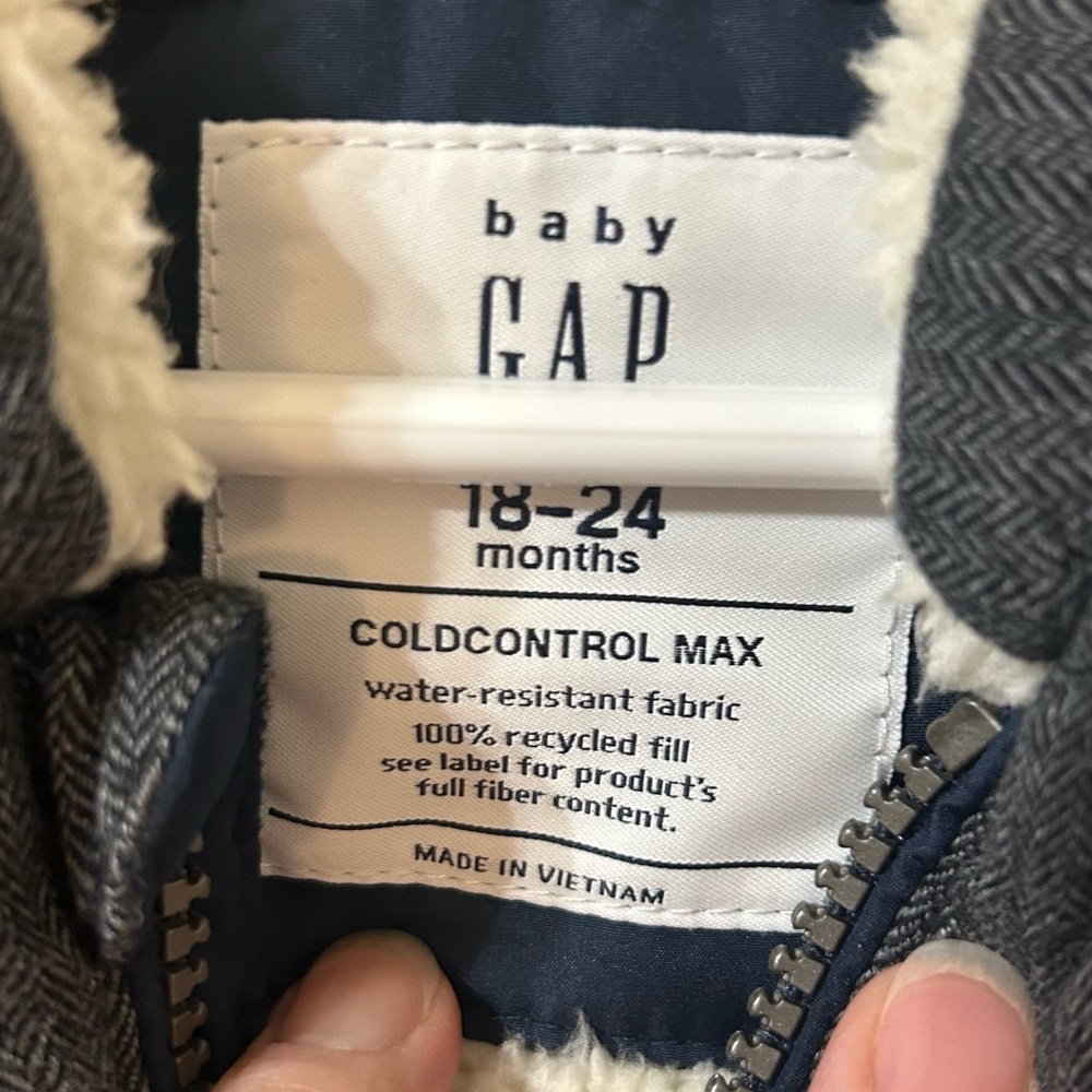 Baby GAP Puffer Vest in Navy Blue & Gray - 18-24 Months - Picture 4 of 8